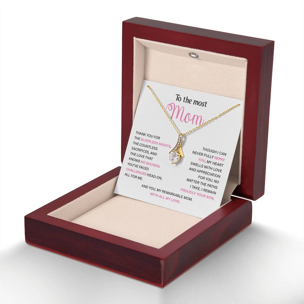 To The Most Mom Best Mother’s Day Jewelry Gift Birthday Necklace Gift Anniversary Necklace Gift Thoughtful Christmas Necklace Gift Appreciation Jewelry Gift Special Necklace Gift Special Pendant Necklace Gift Jewelry Gift With Message Card