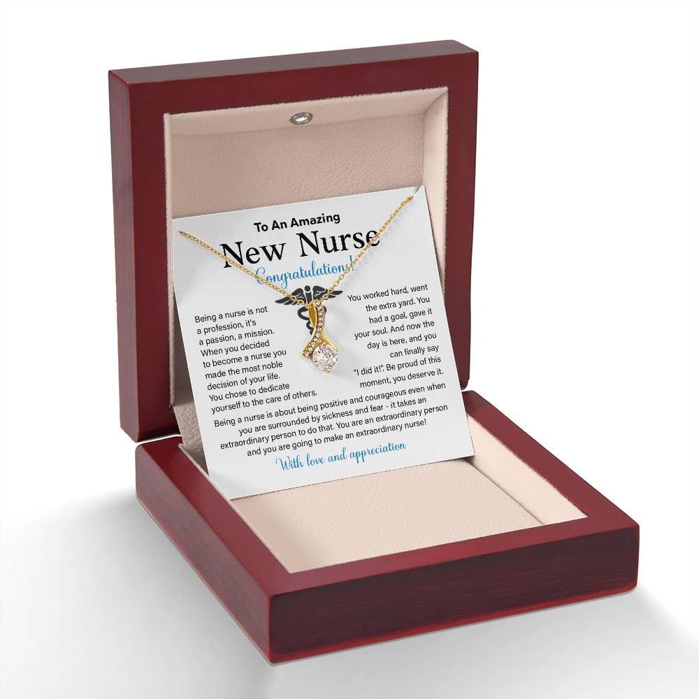 New Nurse Necklace Gift with Congratulations Card