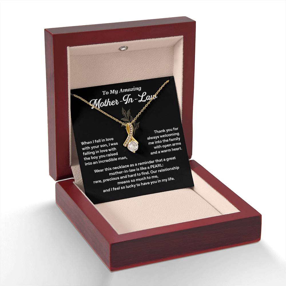 Mother-In-Law Pearl Necklace Gift from Bride with Heartfelt Message Box