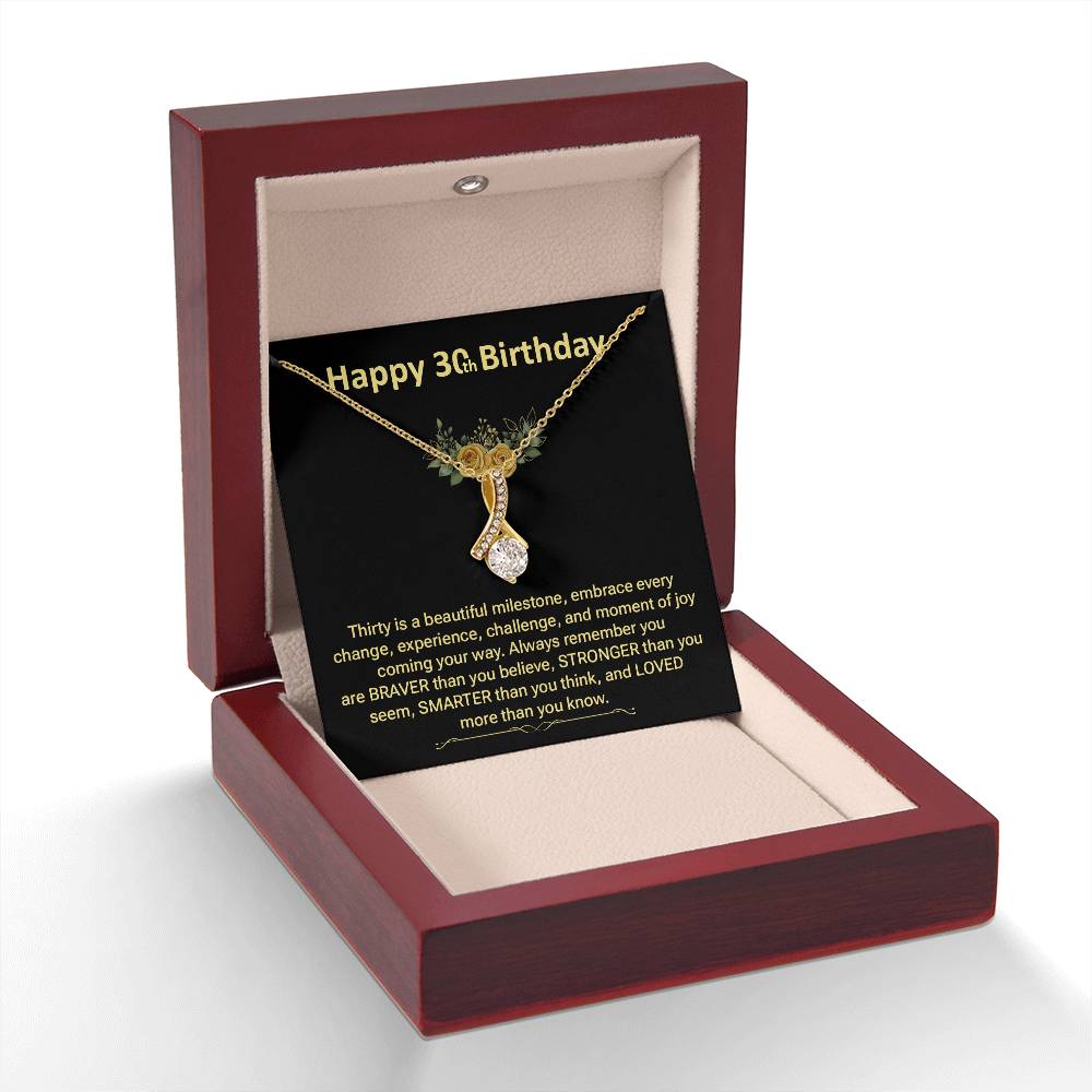 30th Birthday Pendant Necklace for Her – Gift Box & Card