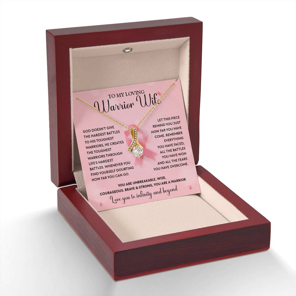 Breast Cancer Warrior Wife Necklace With Message Card