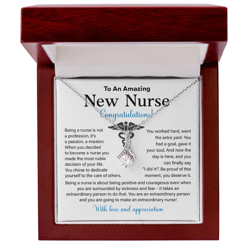 New Nurse Necklace Gift with Congratulations Card