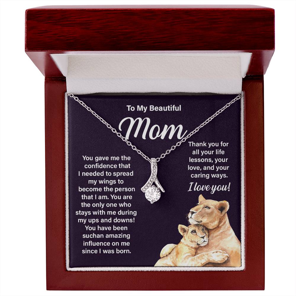 Mom Necklace Gift from Child – I Love You Message Card
