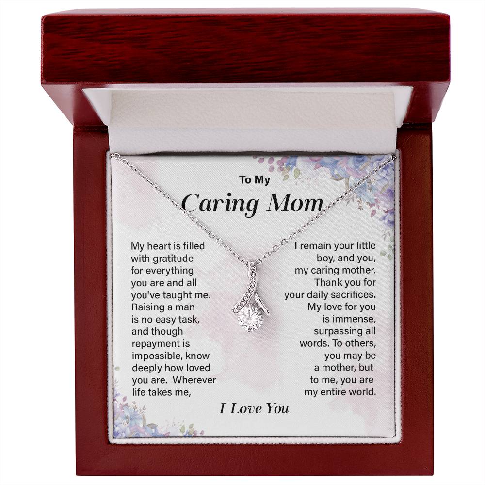 Mom Necklace Gift from Son with Appreciation Note