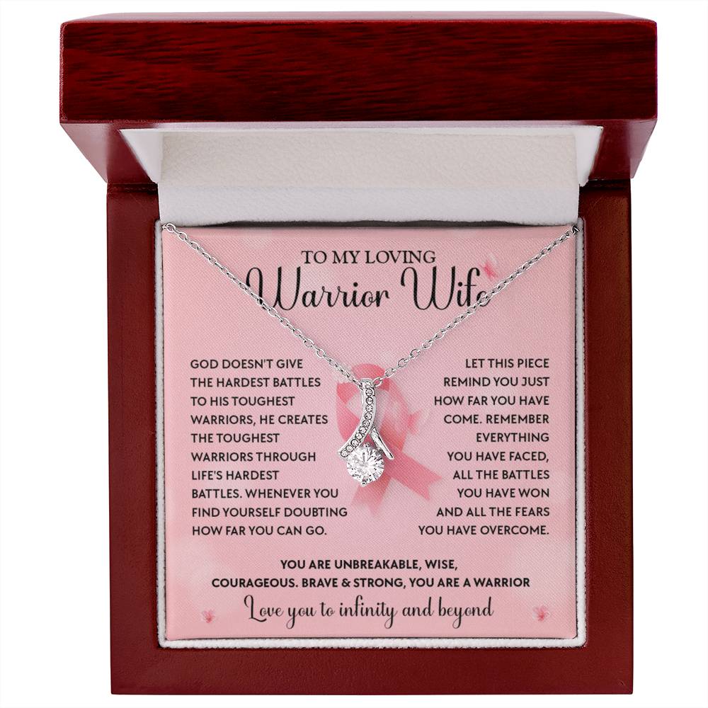 Breast Cancer Warrior Wife Necklace With Message Card