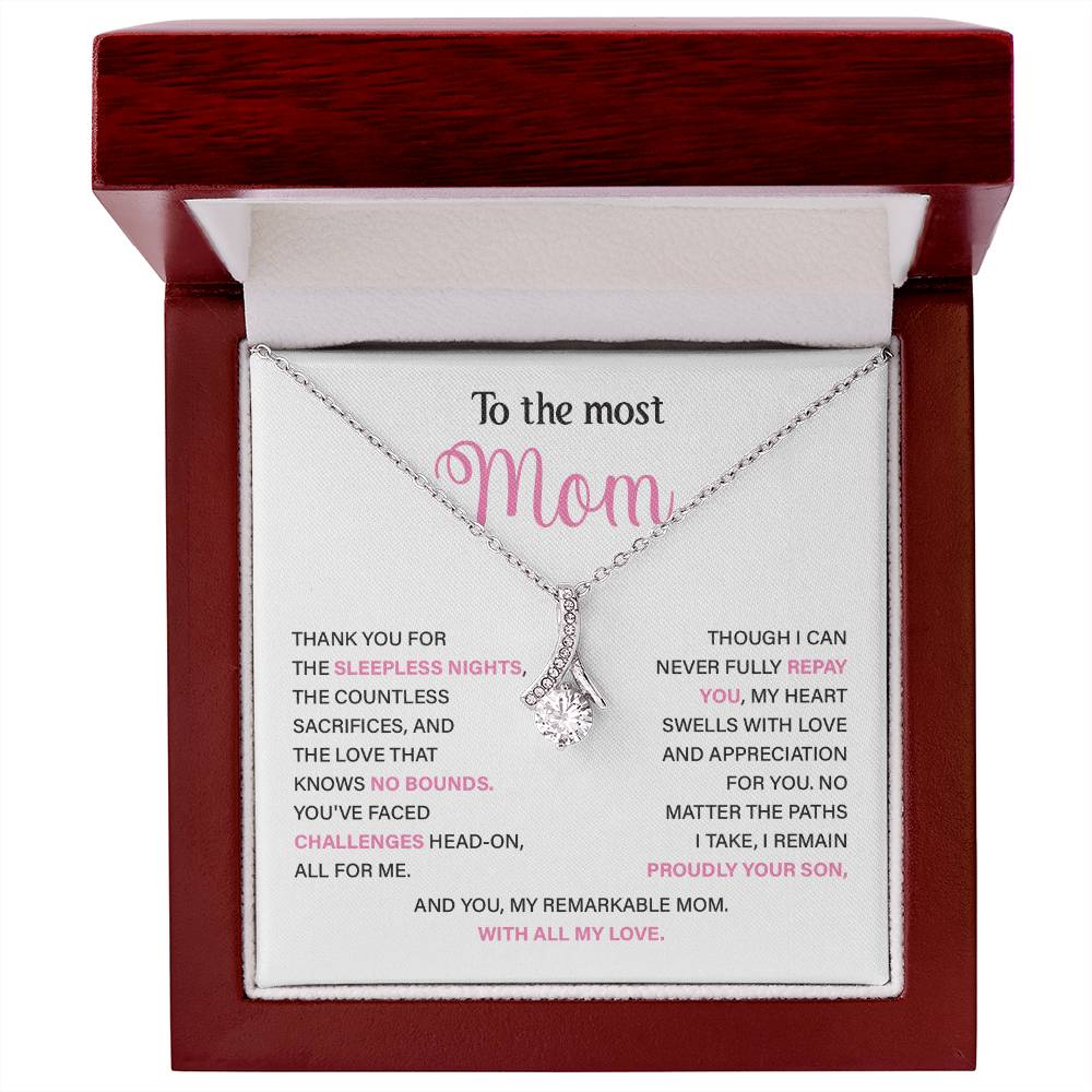 To The Most Mom Best Mother’s Day Jewelry Gift Birthday Necklace Gift Anniversary Necklace Gift Thoughtful Christmas Necklace Gift Appreciation Jewelry Gift Special Necklace Gift Special Pendant Necklace Gift Jewelry Gift With Message Card