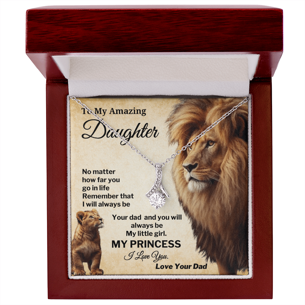 Lion Necklace for Daughter from Dad My Princess Card