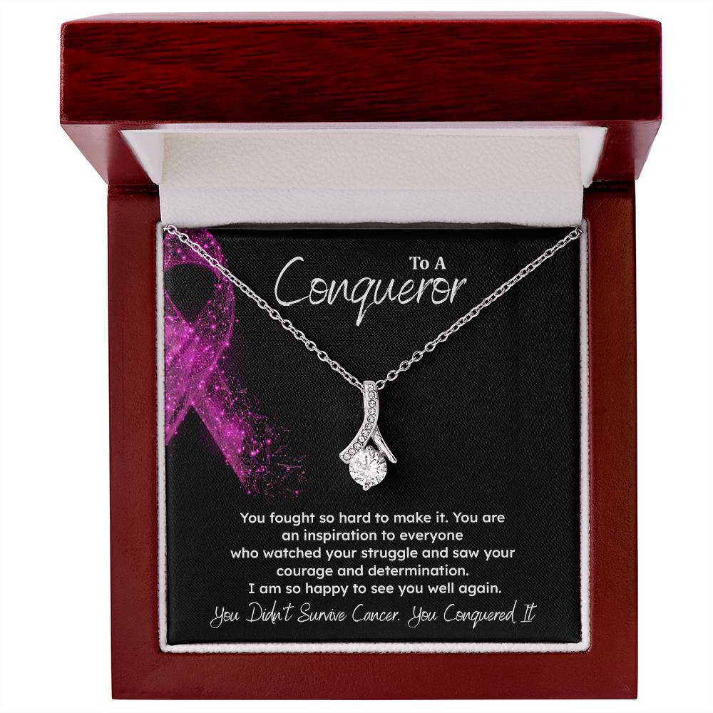 A Conqueror Fighting cancer jewelry Conqueror necklace Meaningful gift Supportive gift for cancer warriors You are strong necklace Braver necklace Stronger necklace Breast cancer necklace for soulmate Breast cancer necklace for soulmate