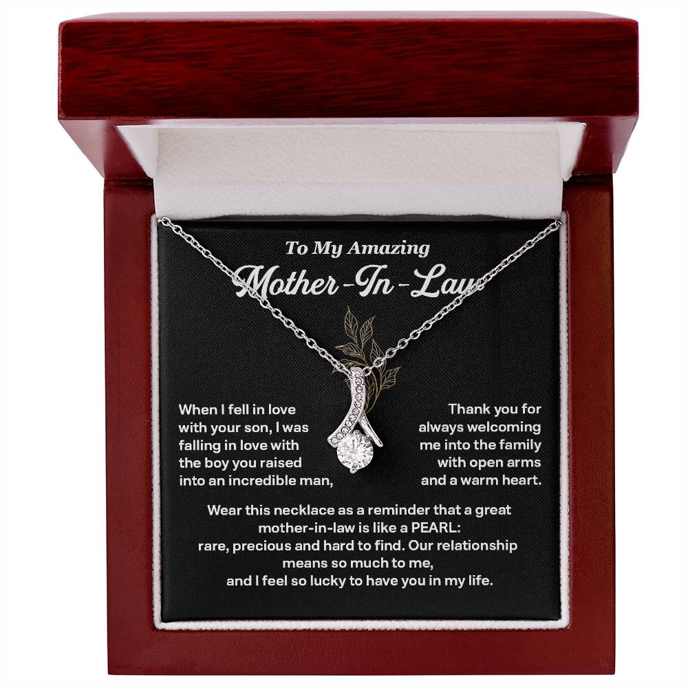 Mother-In-Law Pearl Necklace Gift from Bride with Heartfelt Message Box