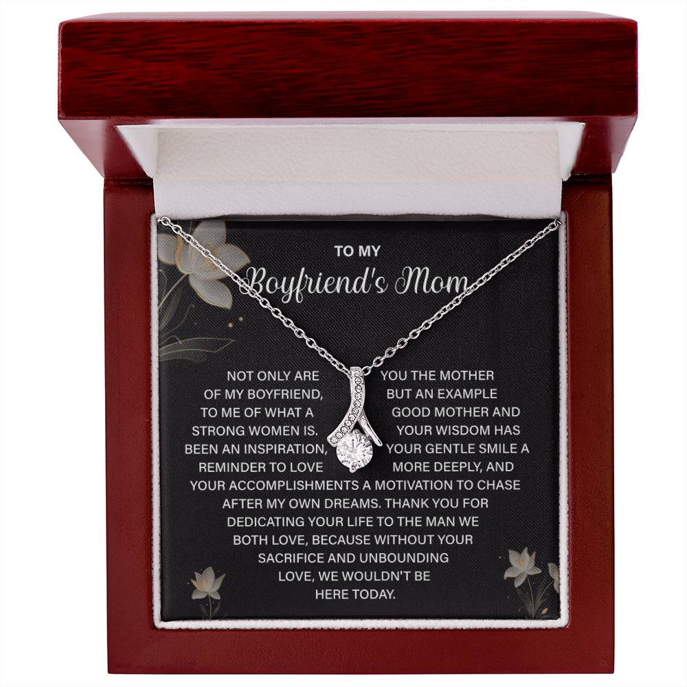 Boyfriend’s Mom Necklace Gift with Floral Message Card