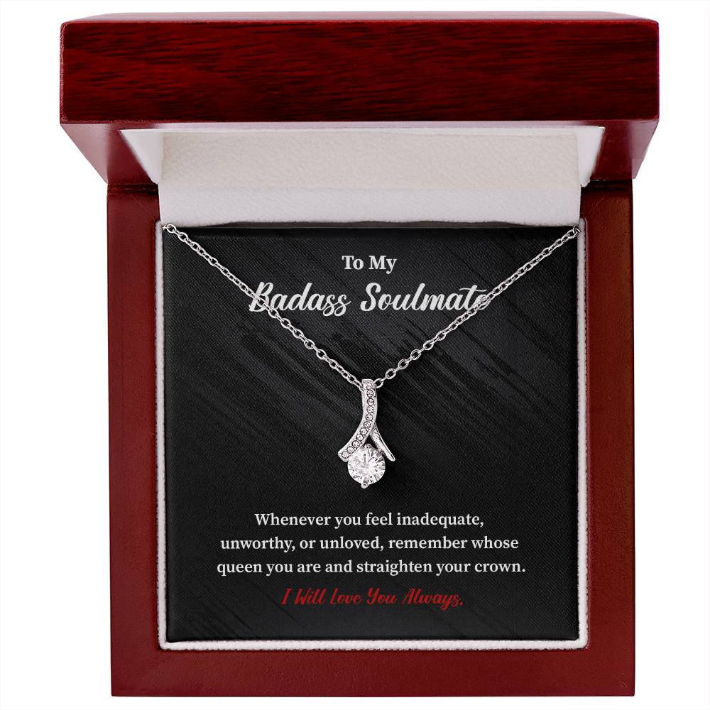Soulmate Necklace Gift for Her with Bold Message Card