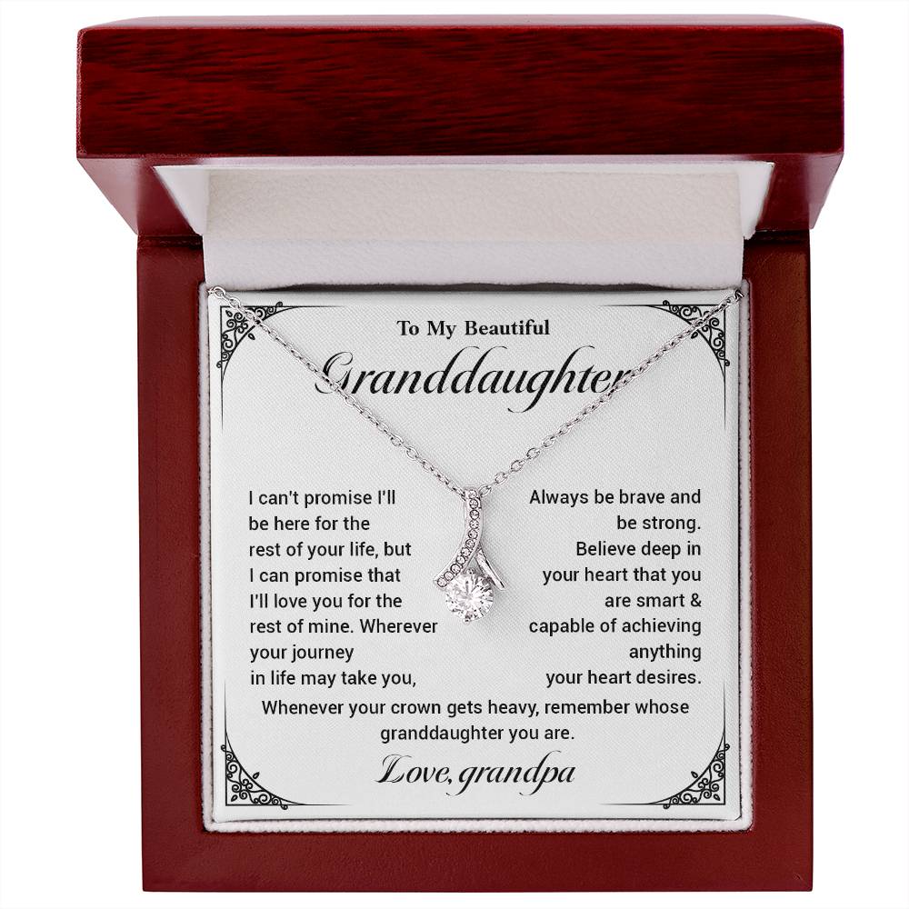 Granddaughter Necklace Gift from Grandpa – Crown & Strength Message