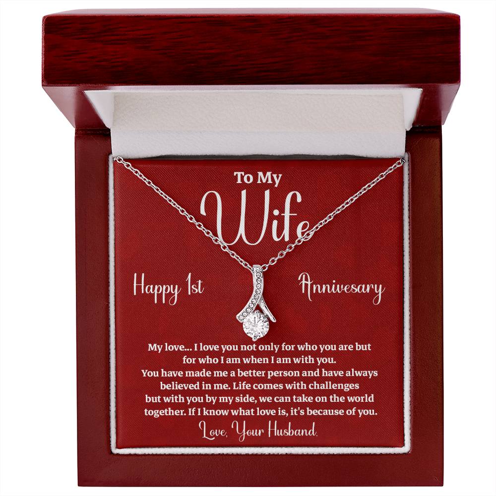 1st Anniversary Gift for Wife from Husband Necklace with Message Card
