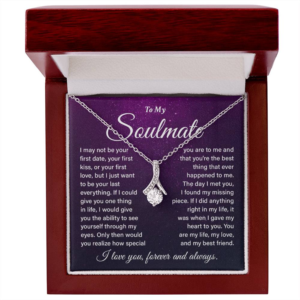 Soulmate Love Knot Necklace Purple Galaxy Message Card Gift