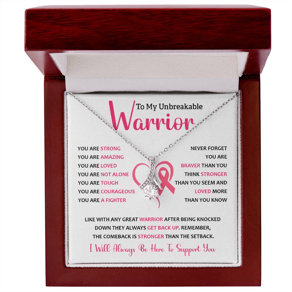 To My Unbreakable Warrior Necklace Gift with Inspirational Card