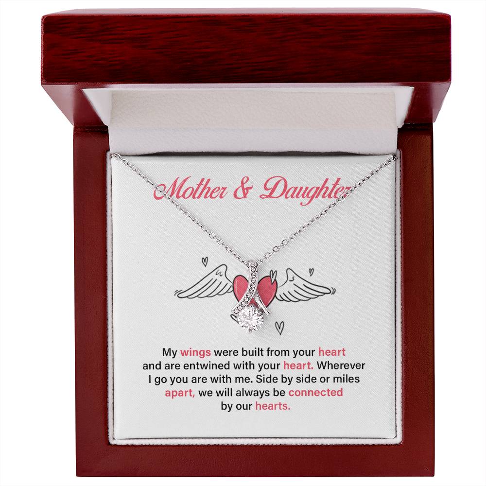 Mother Daughter Heart Necklace with Message Card