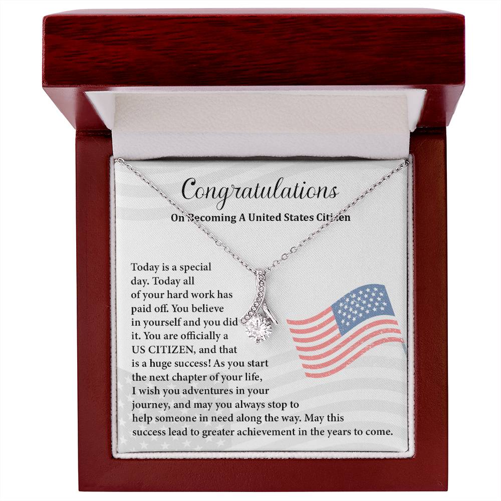 Congratulations Necklace For New U.s. Citizen Gift For New U.s. Patriot Necklace For New Journey As U.s. Citizen Gift For U.s. Citizenship Ceremony Necklace With Message Of Success Necklace For New Chapter In Life Gift For U.s. Patriot