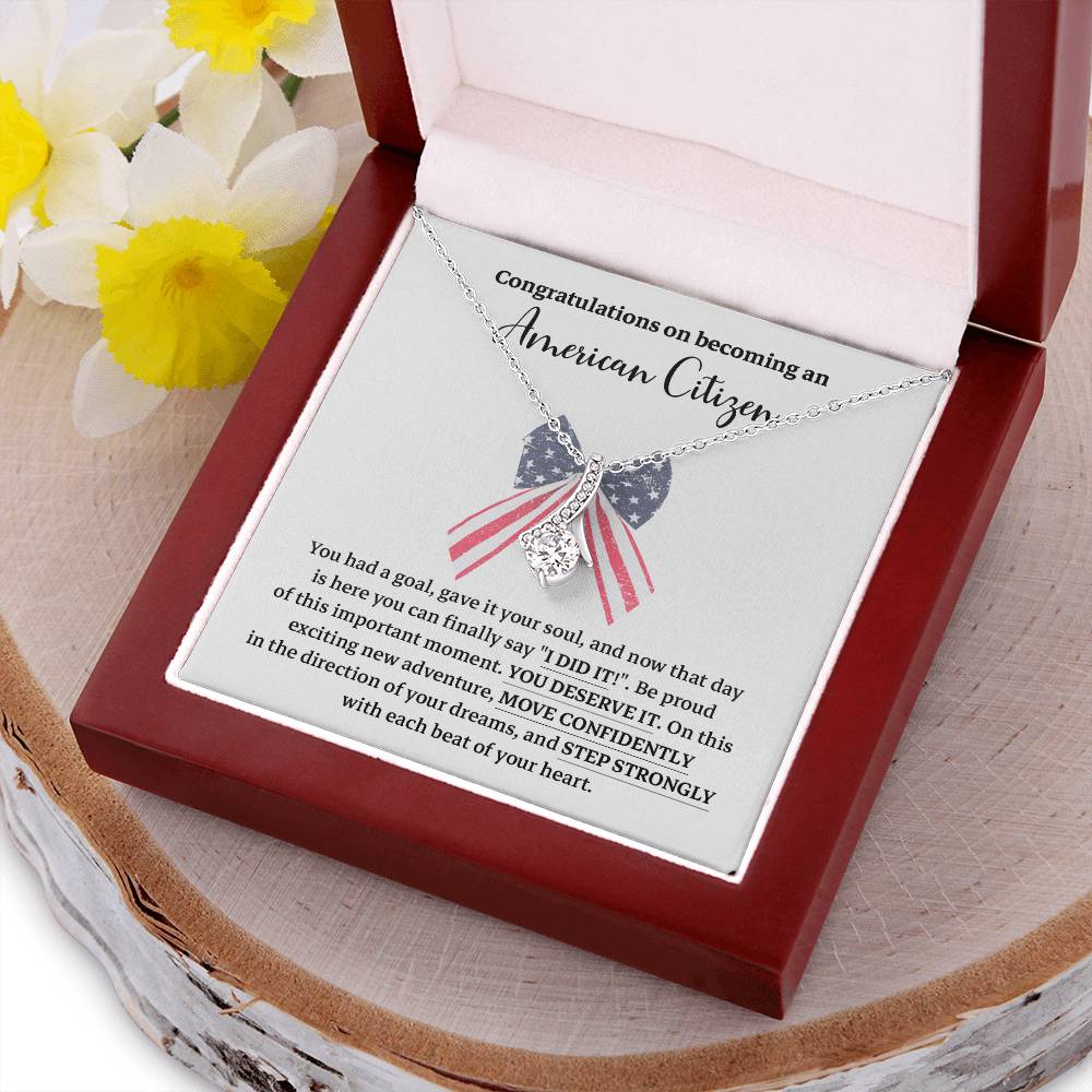 Congratulations Necklace For New American Citizen Necklace For New American Citizen Necklace With Citizenship Message  Gift For New American Adventure Necklace For U.s. Patriot Achievement Necklace For New U.s. Citizen Journey