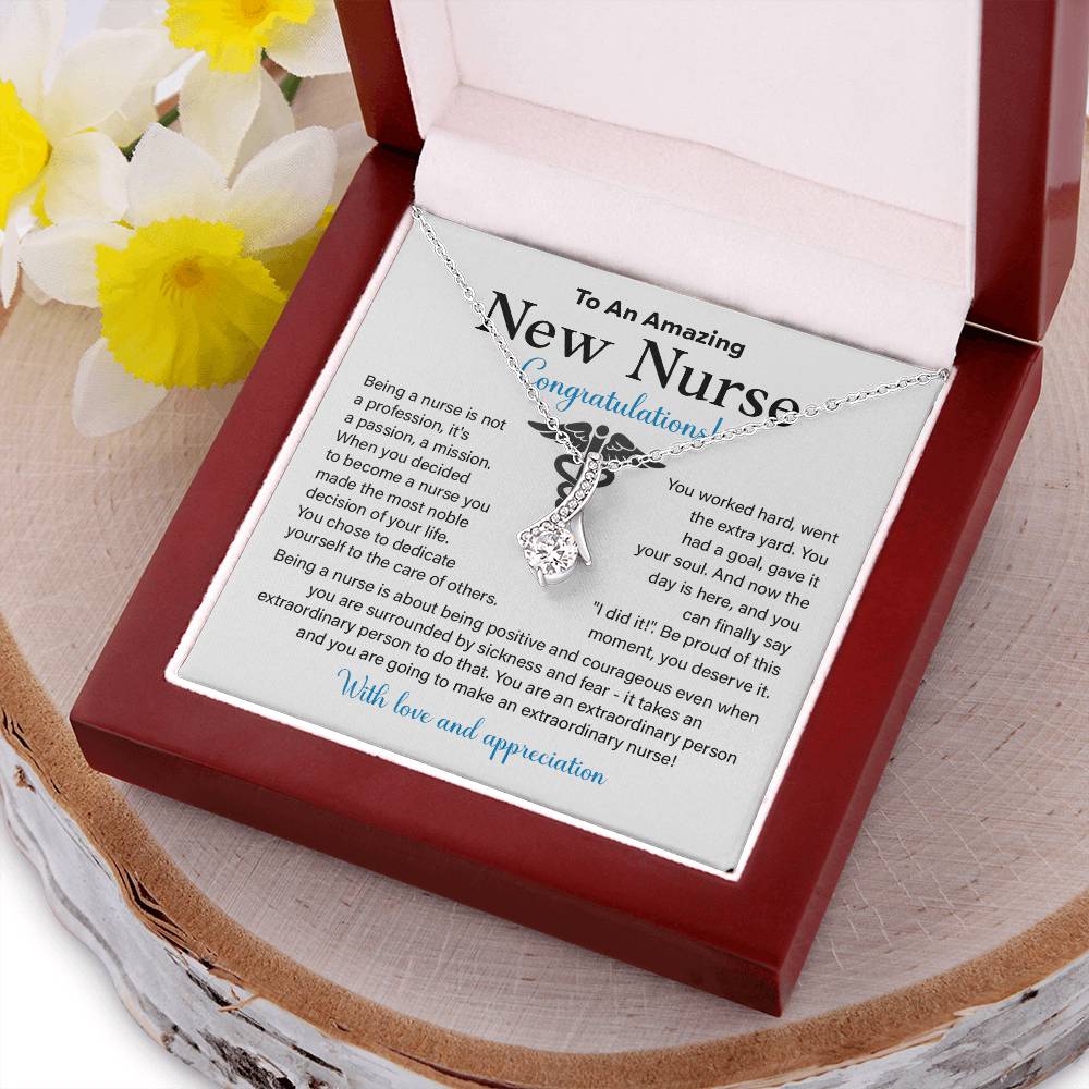 New Nurse Necklace Gift with Congratulations Card