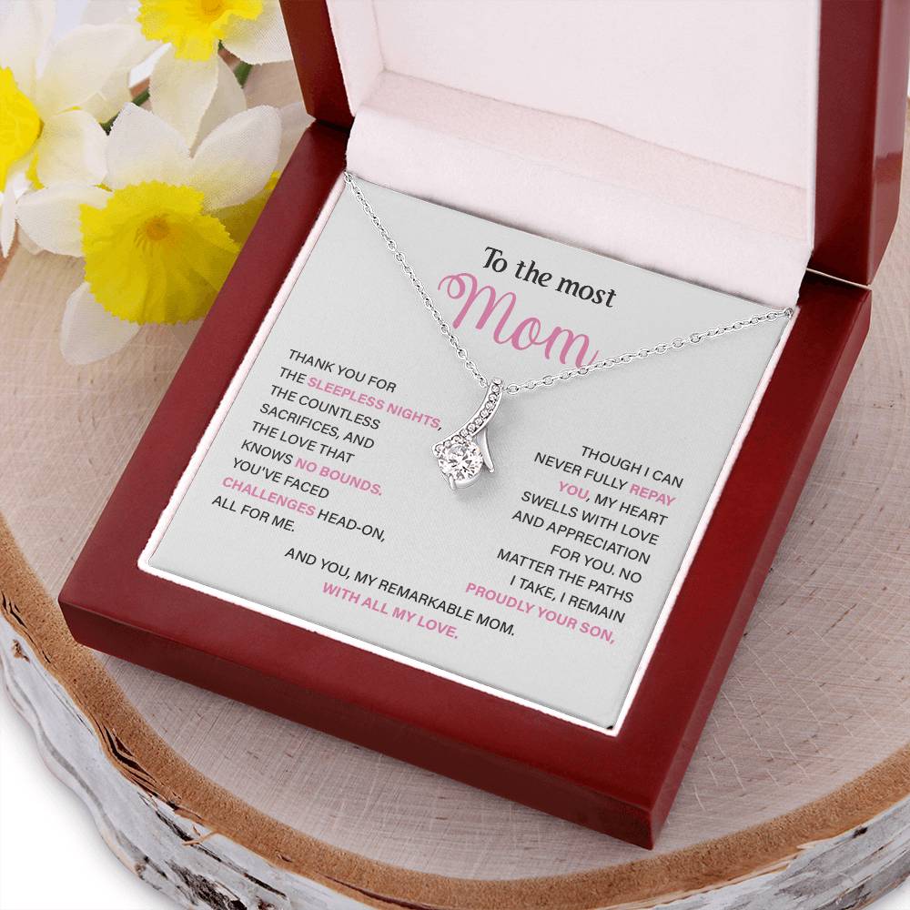 To The Most Mom Best Mother’s Day Jewelry Gift Birthday Necklace Gift Anniversary Necklace Gift Thoughtful Christmas Necklace Gift Appreciation Jewelry Gift Special Necklace Gift Special Pendant Necklace Gift Jewelry Gift With Message Card