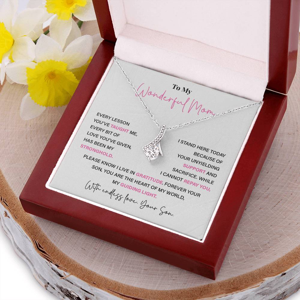 To My Wonderful Mom Thoughtful Birthday Necklace For Mom Best Mother’s Day Gift Christmas Necklace Heartfelt Anniversary Necklace Heartfelt Anniversary Necklace