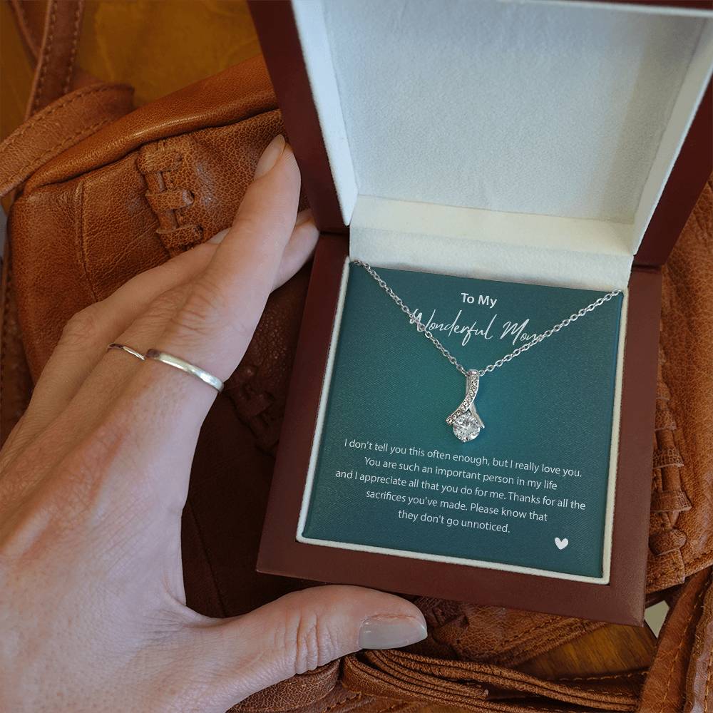 To My Wonderful Mom Wonderful Mom Necklace Gift Unique Gift For Mother-child Bond Unique Gift For Mother-child Bond Necklace For Family Bond Thoughtful Gift For Mother-child Bond Spiritual Bond With Mom Necklace Spiritual Bond With Mom Necklace