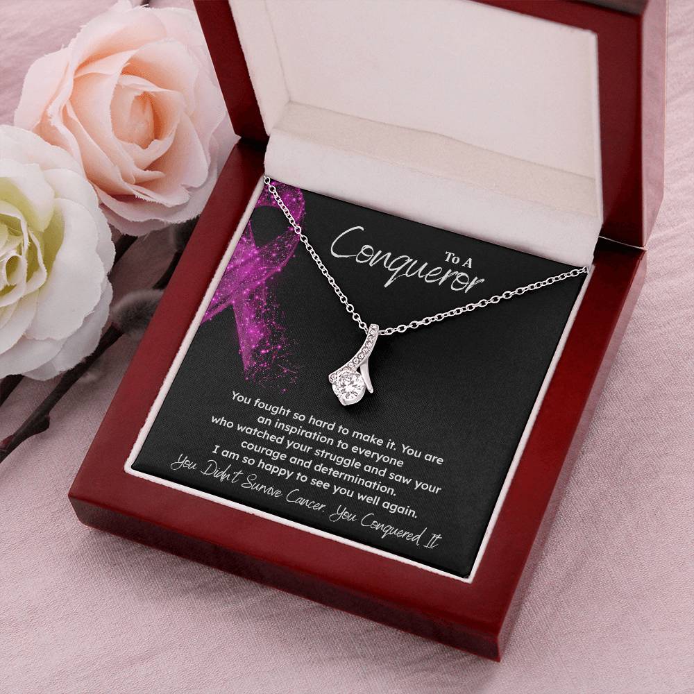 A Conqueror Fighting cancer jewelry Conqueror necklace Meaningful gift Supportive gift for cancer warriors You are strong necklace Braver necklace Stronger necklace Breast cancer necklace for soulmate Breast cancer necklace for soulmate