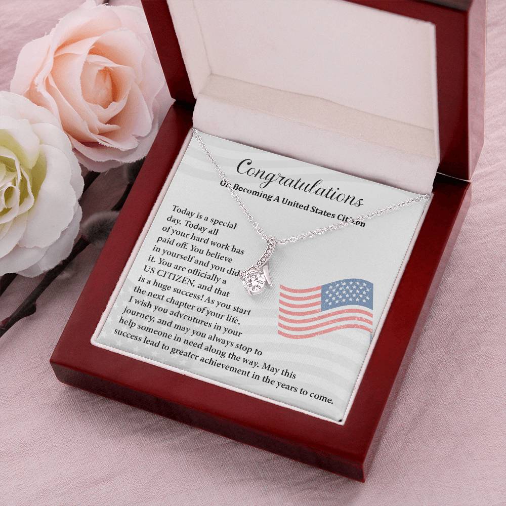 Congratulations Necklace For New U.s. Citizen Gift For New U.s. Patriot Necklace For New Journey As U.s. Citizen Gift For U.s. Citizenship Ceremony Necklace With Message Of Success Necklace For New Chapter In Life Gift For U.s. Patriot