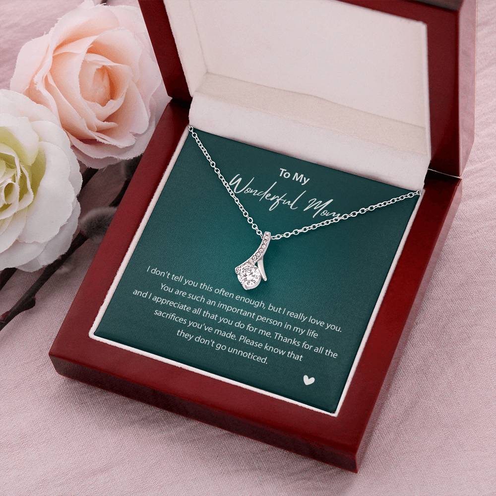 To My Wonderful Mom Wonderful Mom Necklace Gift Unique Gift For Mother-child Bond Unique Gift For Mother-child Bond Necklace For Family Bond Thoughtful Gift For Mother-child Bond Spiritual Bond With Mom Necklace Spiritual Bond With Mom Necklace