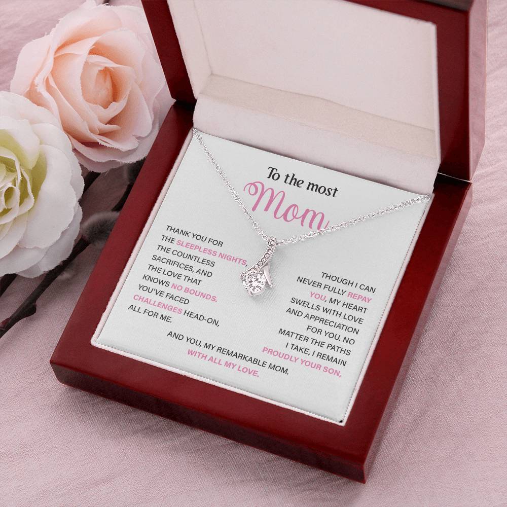 To The Most Mom Best Mother’s Day Jewelry Gift Birthday Necklace Gift Anniversary Necklace Gift Thoughtful Christmas Necklace Gift Appreciation Jewelry Gift Special Necklace Gift Special Pendant Necklace Gift Jewelry Gift With Message Card