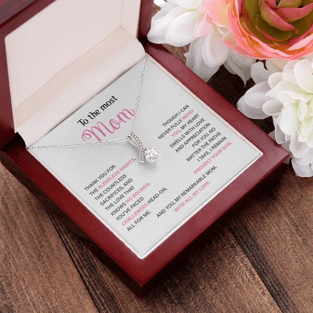 To The Most Mom Best Mother’s Day Jewelry Gift Birthday Necklace Gift Anniversary Necklace Gift Thoughtful Christmas Necklace Gift Appreciation Jewelry Gift Special Necklace Gift Special Pendant Necklace Gift Jewelry Gift With Message Card