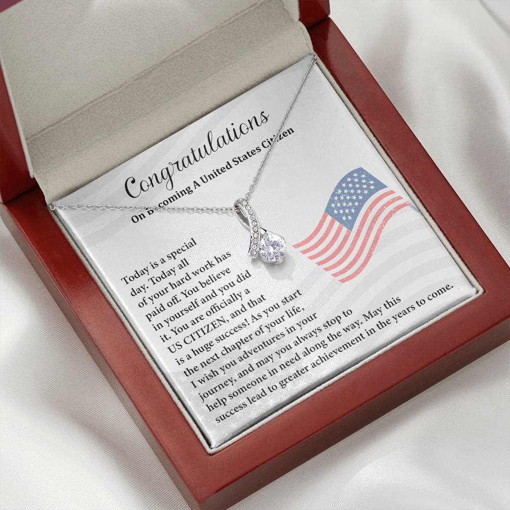 Congratulations Necklace For New U.s. Citizen Gift For New U.s. Patriot Necklace For New Journey As U.s. Citizen Gift For U.s. Citizenship Ceremony Necklace With Message Of Success Necklace For New Chapter In Life Gift For U.s. Patriot