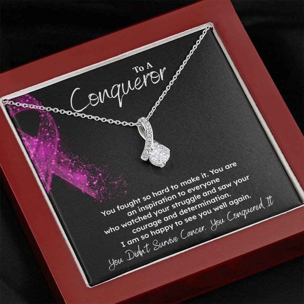 A Conqueror Fighting cancer jewelry Conqueror necklace Meaningful gift Supportive gift for cancer warriors You are strong necklace Braver necklace Stronger necklace Breast cancer necklace for soulmate Breast cancer necklace for soulmate