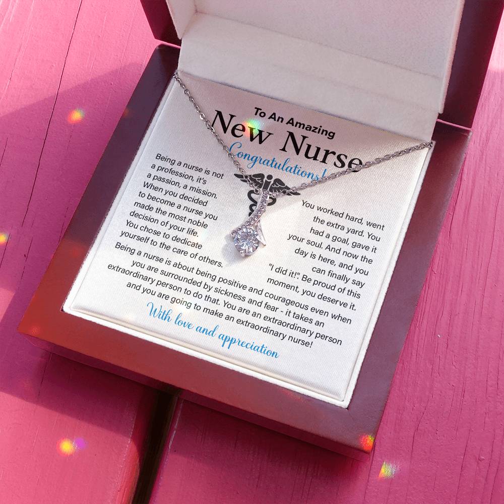 New Nurse Necklace Gift with Congratulations Card