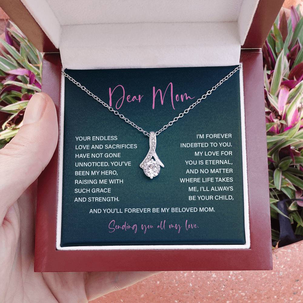 Dear Mom Mother’s Day Necklace For Mom Sentimental Birthday Gift Sentimental Anniversary Gift Christmas Jewelry Gift Best Thank You Gift  Special Necklace Jewelry Gift With Message Card