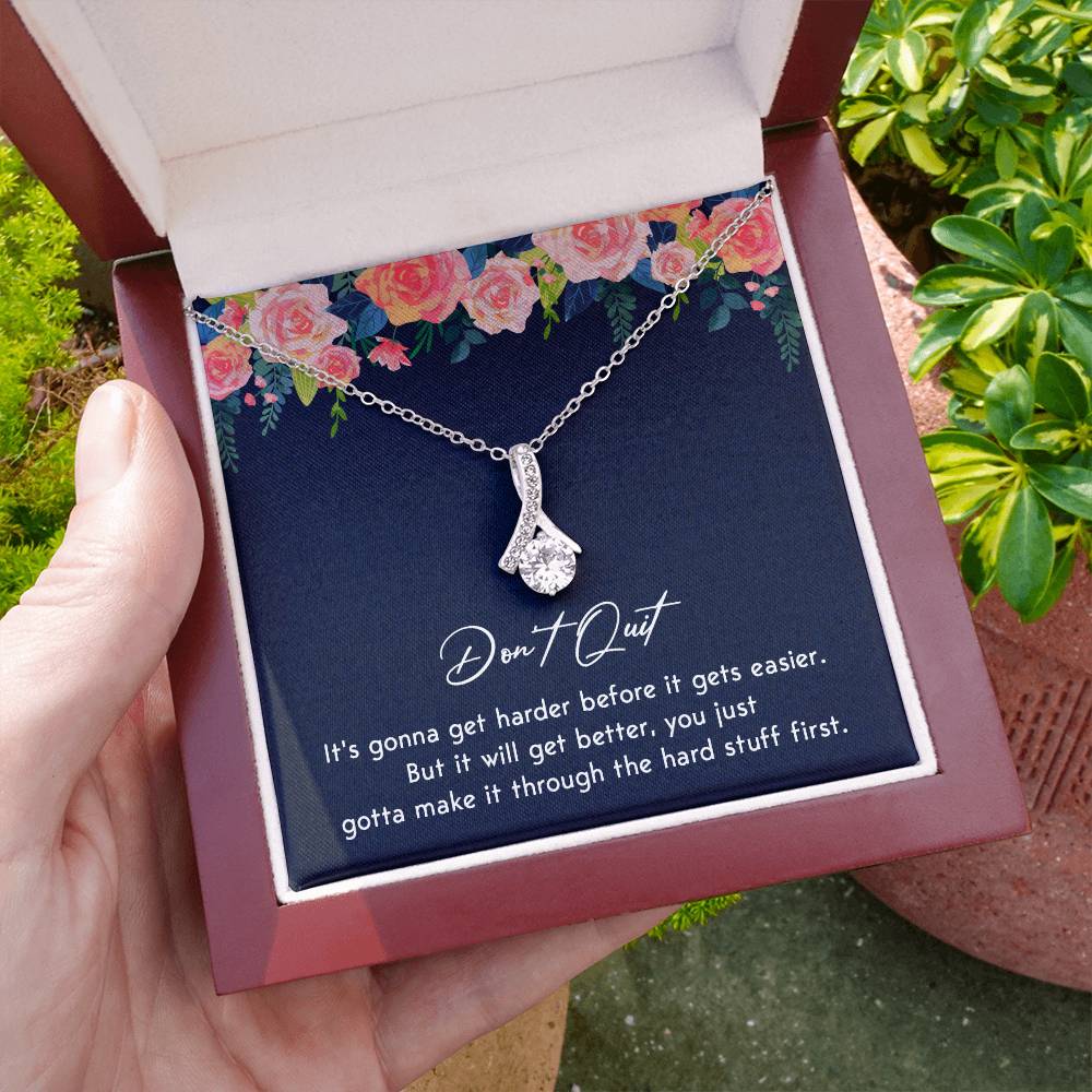 Don't Quit Meaningful Gift Don't Quit Necklace Supportive Gift You Are Strong Necklace Cancer Survivor Jewelry Stronger Necklace Braver Necklace Breast Cancer Necklace For Soulmate Motivational Jewelry Emotional Connection Necklace Never Give Up Necklace