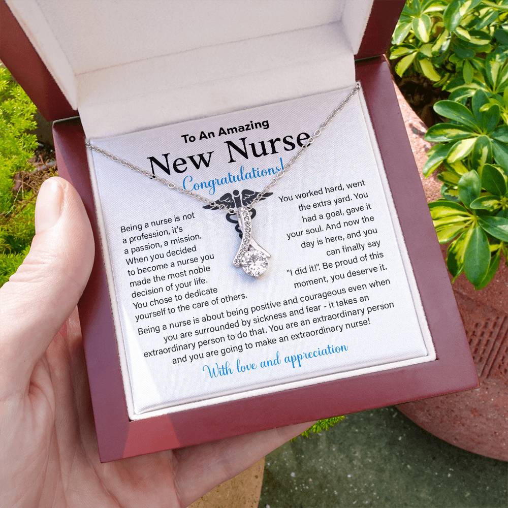 New Nurse Necklace Gift with Congratulations Card