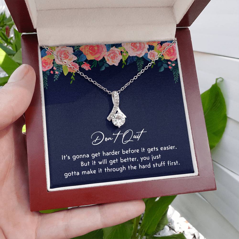 Don't Quit Meaningful Gift Don't Quit Necklace Supportive Gift You Are Strong Necklace Cancer Survivor Jewelry Stronger Necklace Braver Necklace Breast Cancer Necklace For Soulmate Motivational Jewelry Emotional Connection Necklace Never Give Up Necklace