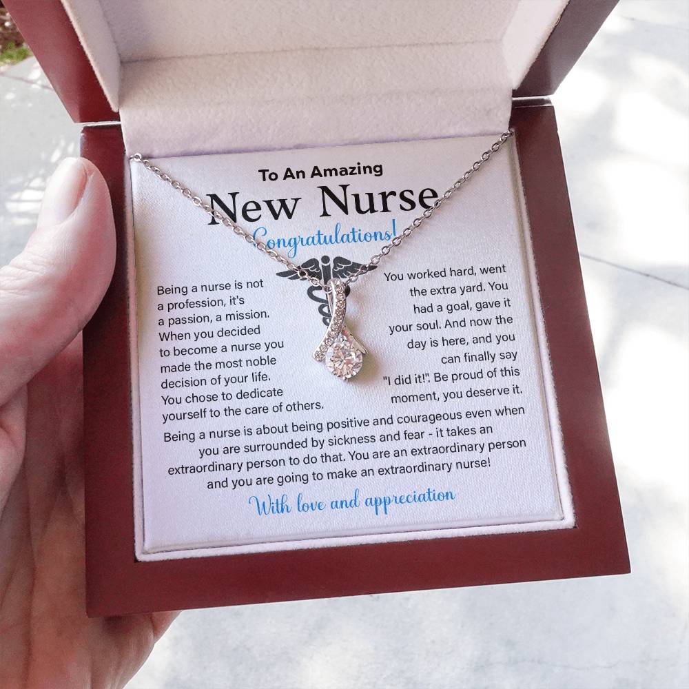 New Nurse Necklace Gift with Congratulations Card