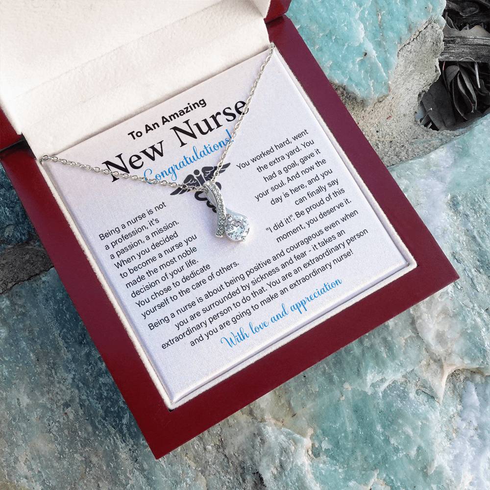 New Nurse Necklace Gift with Congratulations Card