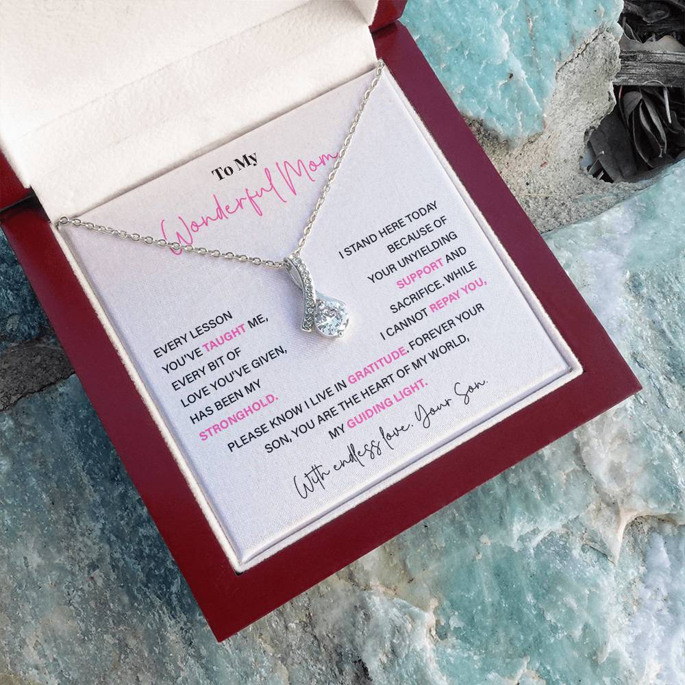 To My Wonderful Mom Thoughtful Birthday Necklace For Mom Best Mother’s Day Gift Christmas Necklace Heartfelt Anniversary Necklace Heartfelt Anniversary Necklace