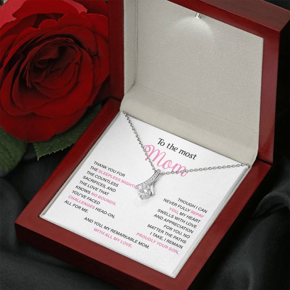 To The Most Mom Best Mother’s Day Jewelry Gift Birthday Necklace Gift Anniversary Necklace Gift Thoughtful Christmas Necklace Gift Appreciation Jewelry Gift Special Necklace Gift Special Pendant Necklace Gift Jewelry Gift With Message Card