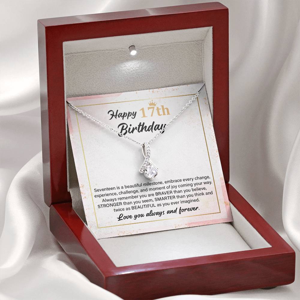 17th Birthday Necklace Gift with Loving Message Card