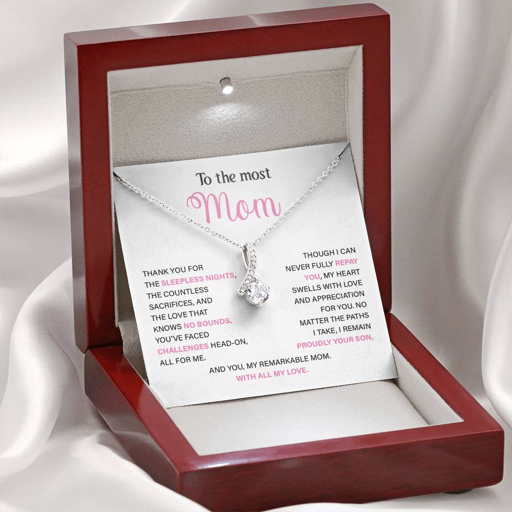 To The Most Mom Best Mother’s Day Jewelry Gift Birthday Necklace Gift Anniversary Necklace Gift Thoughtful Christmas Necklace Gift Appreciation Jewelry Gift Special Necklace Gift Special Pendant Necklace Gift Jewelry Gift With Message Card