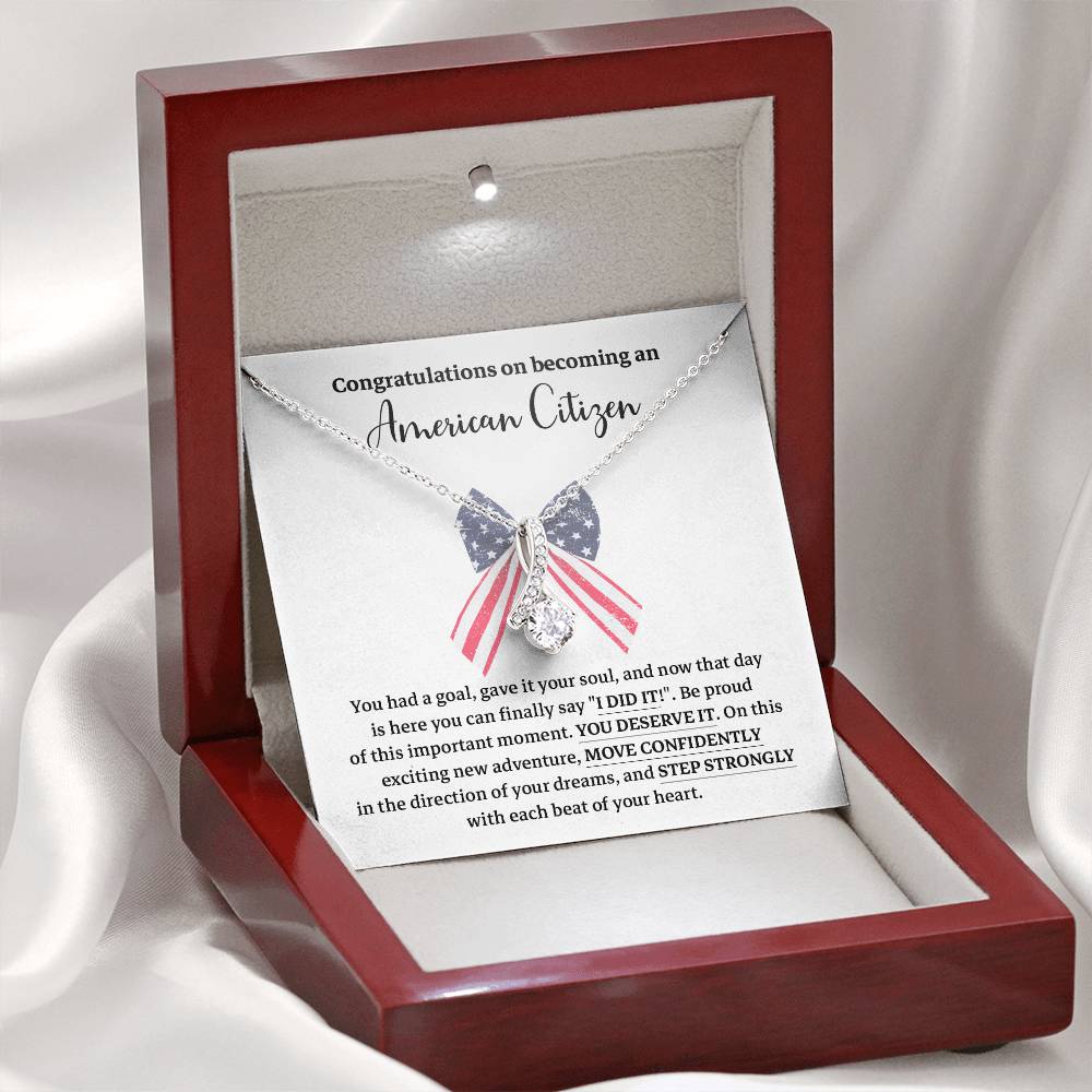 Congratulations Necklace For New American Citizen Necklace For New American Citizen Necklace With Citizenship Message  Gift For New American Adventure Necklace For U.s. Patriot Achievement Necklace For New U.s. Citizen Journey