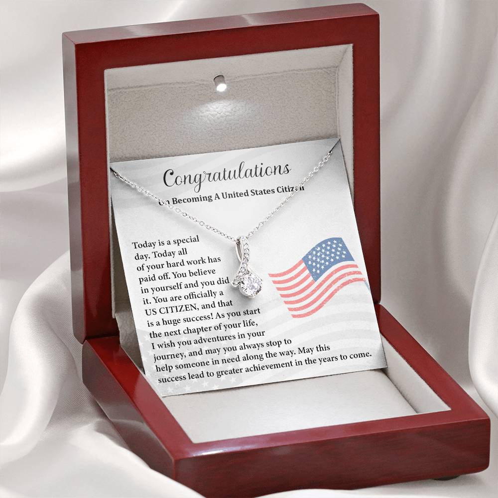 Congratulations Necklace For New U.s. Citizen Gift For New U.s. Patriot Necklace For New Journey As U.s. Citizen Gift For U.s. Citizenship Ceremony Necklace With Message Of Success Necklace For New Chapter In Life Gift For U.s. Patriot