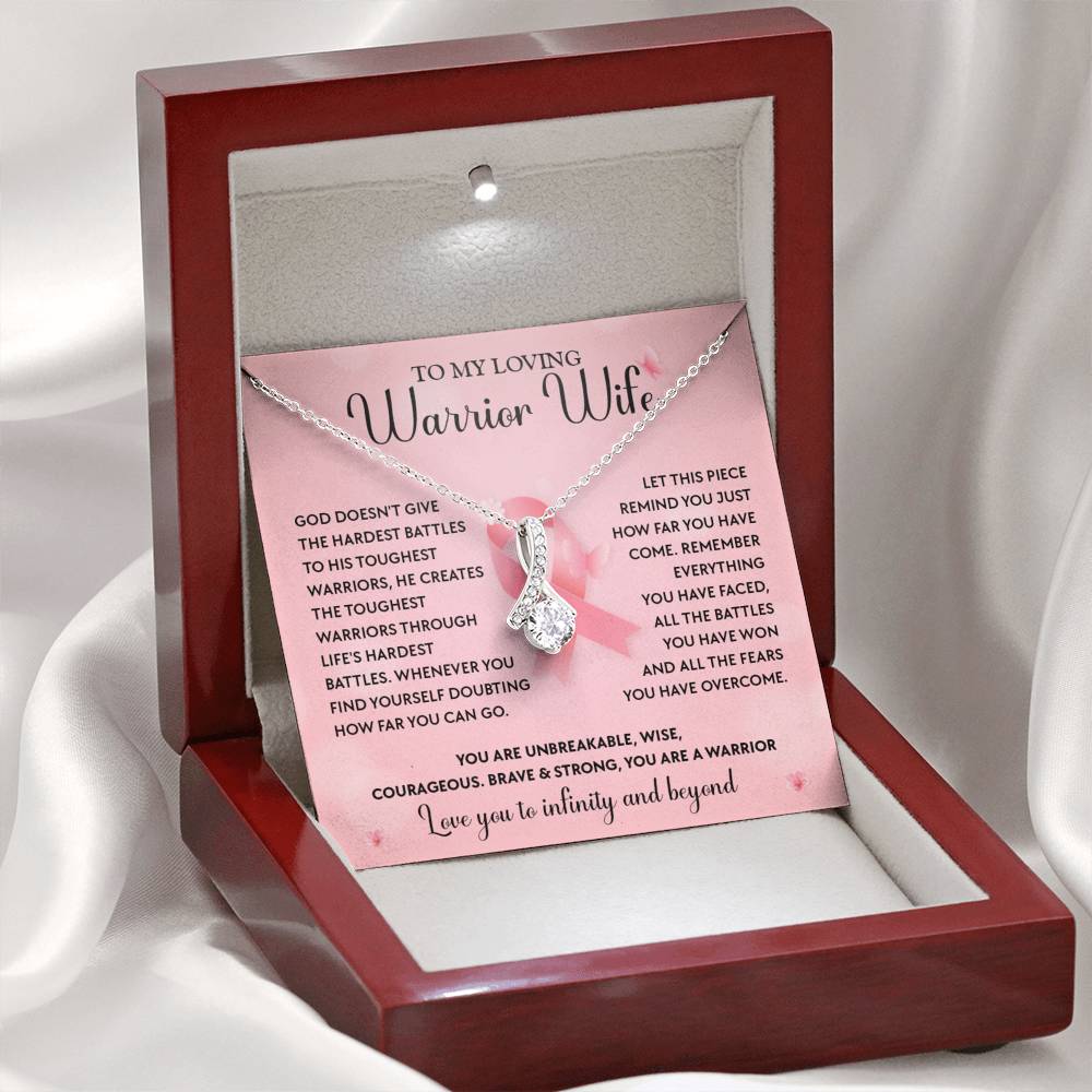 Breast Cancer Warrior Wife Necklace With Message Card