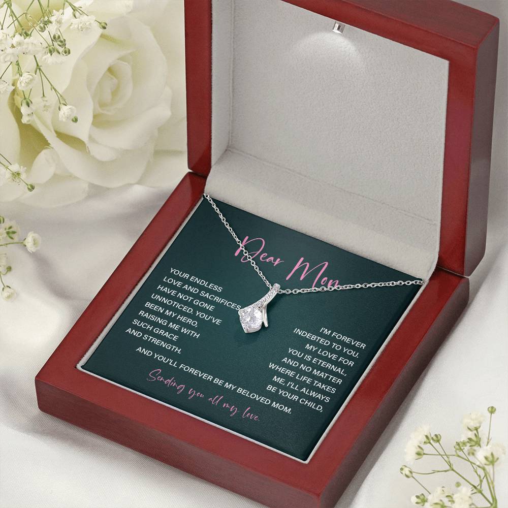 Dear Mom Mother’s Day Necklace For Mom Sentimental Birthday Gift Sentimental Anniversary Gift Christmas Jewelry Gift Best Thank You Gift  Special Necklace Jewelry Gift With Message Card