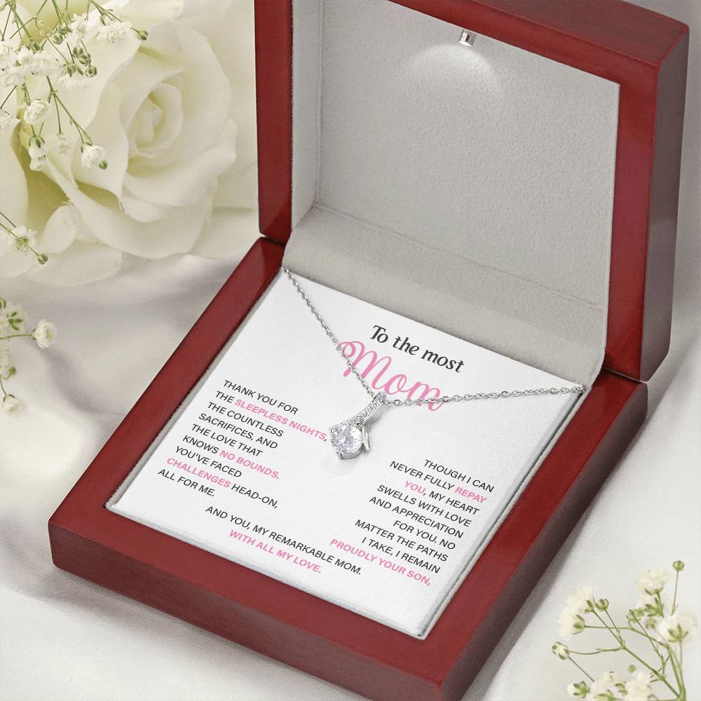 To The Most Mom Best Mother’s Day Jewelry Gift Birthday Necklace Gift Anniversary Necklace Gift Thoughtful Christmas Necklace Gift Appreciation Jewelry Gift Special Necklace Gift Special Pendant Necklace Gift Jewelry Gift With Message Card