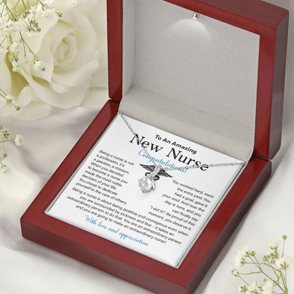New Nurse Necklace Gift with Congratulations Card